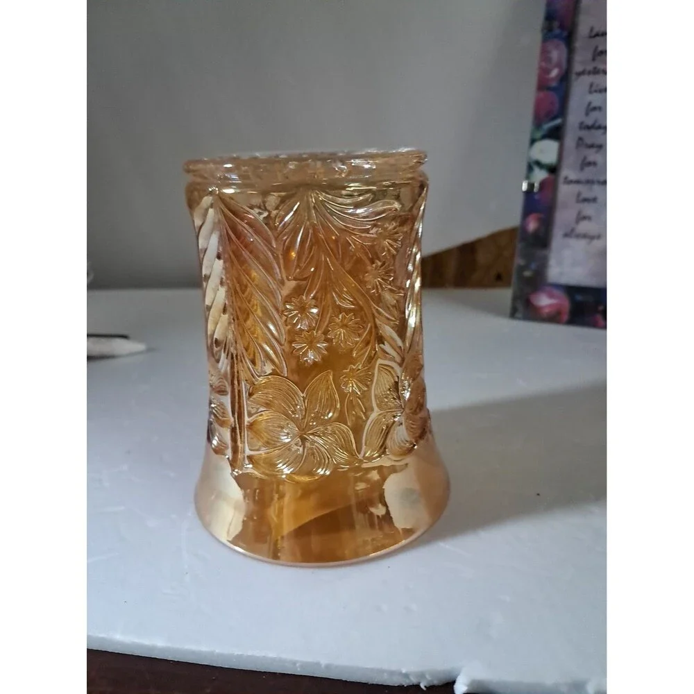 Vintage Imperial Carnival Glass Marigold Tiger Lilly 8oz 4